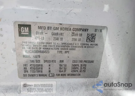 2017 Buick Encore Preferred z USA, uszkodzony, nr VIN KL4CJASB5HB004523